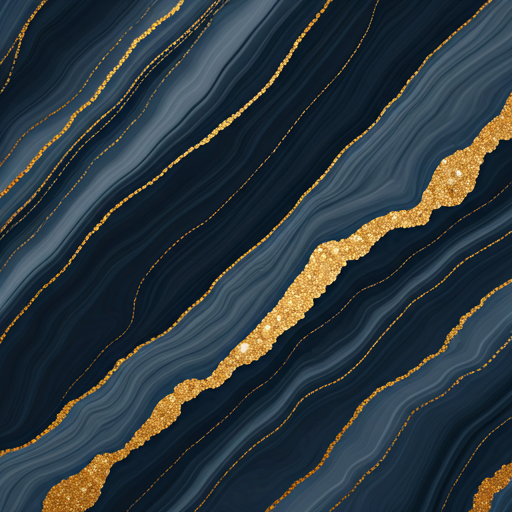 Abstract marble texture with navy and gold veins